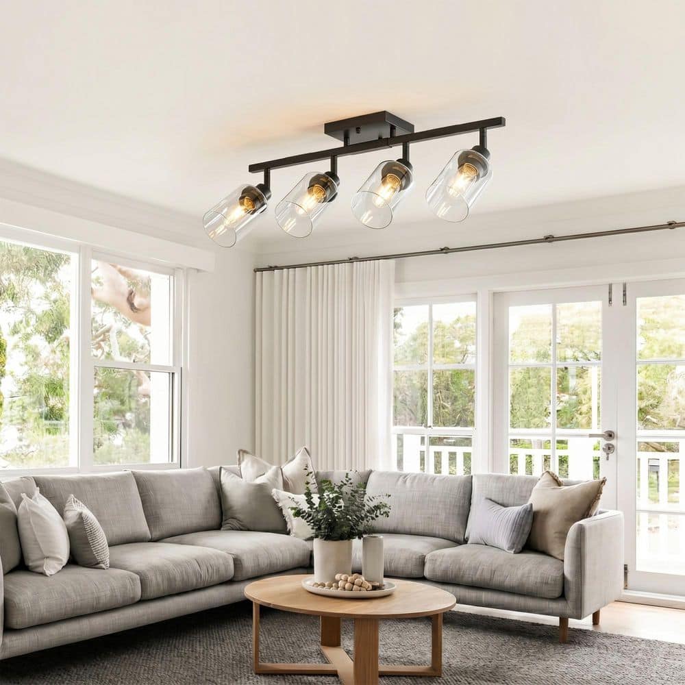 28 in. 4 Light Black Vanity Light with Multi Direction Adjustable Heads for Bathroom Lighting price history on PriceWatchPro
