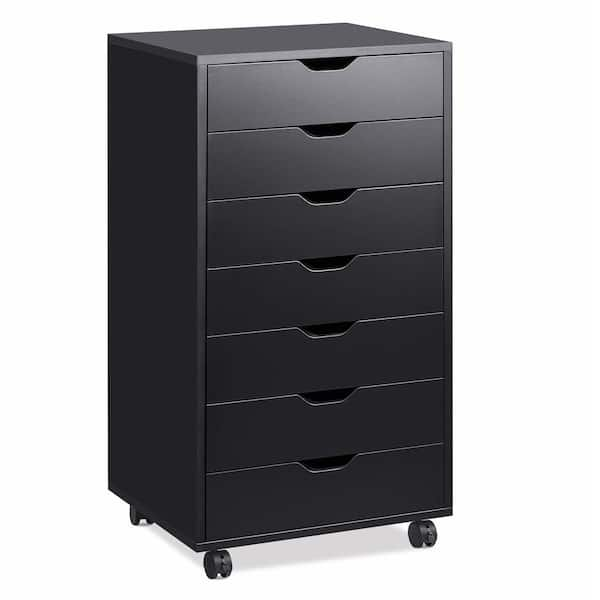 ATHMILE Black 7 Drawer Tall Chest of Drawers (18.9 in W. X 34.5 in H ...