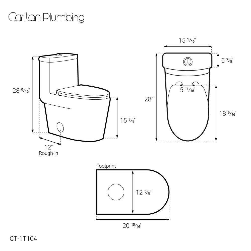 Fulton Glossy White Ceramic One-Piece Elongated Dual-Flush Toilet