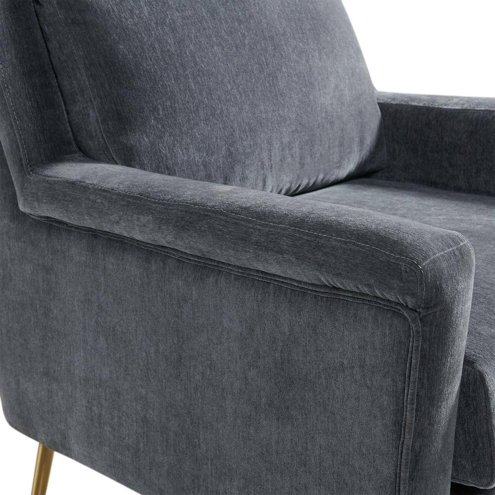 Mid-Century Modern Gray Accent Chair with Gold Legs
