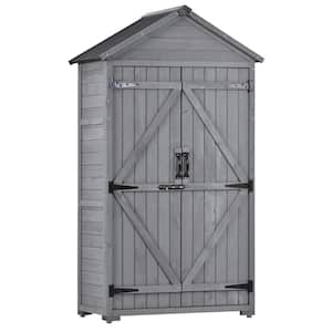 35.4 in. W x 22.4 in. D Natural Wood Garden Outdoor Storage Shed with Shelves Gray (17.4 sq. ft.)