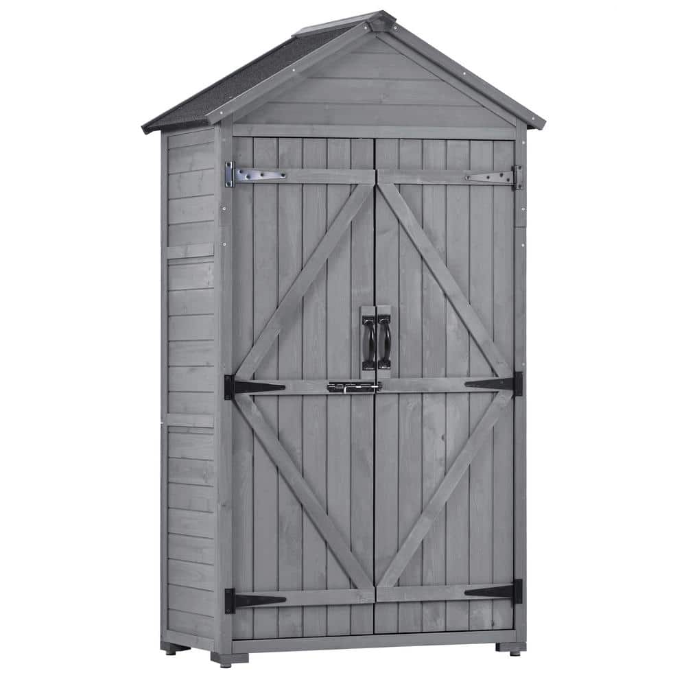 5.8 ft. W x 3 ft. D Wood Shed with Waterproof Asphalt Roof, Lockable Doors,