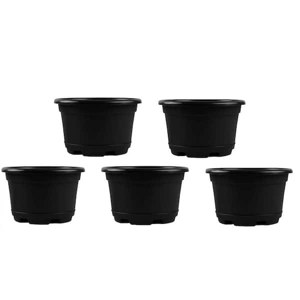 Large Black Plastic Indoor/Outdoor Planter with Saucer(13 in. W x6
