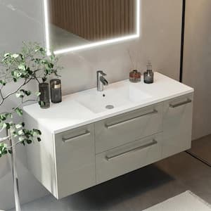 Silhouette 48 in. W x 18 in. D x 20 in. H Single Sink Bath Vanity in W/Chocolate with White Cultured Marble Top in White