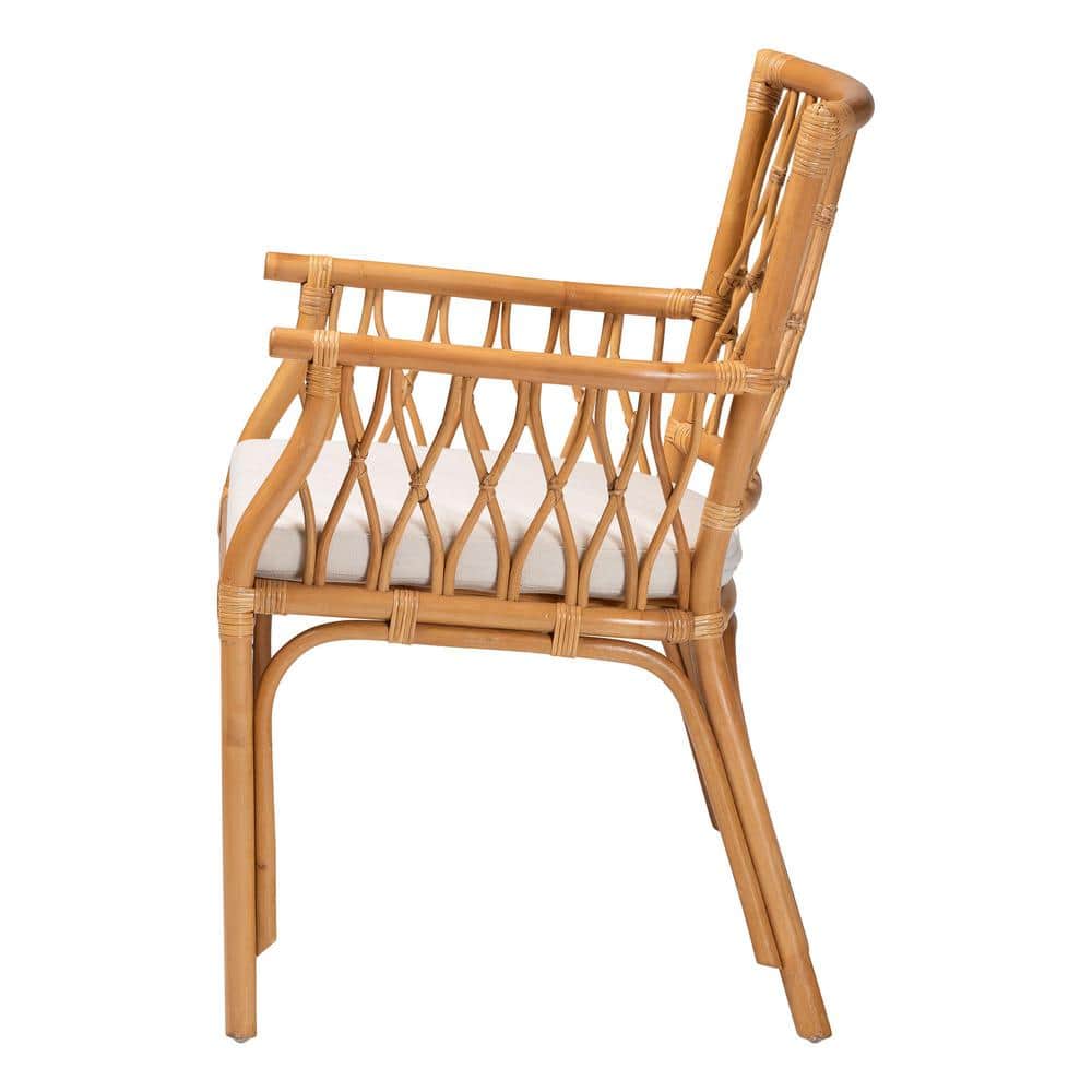 Handcrafted White Rattan Bohemian Accent Chair