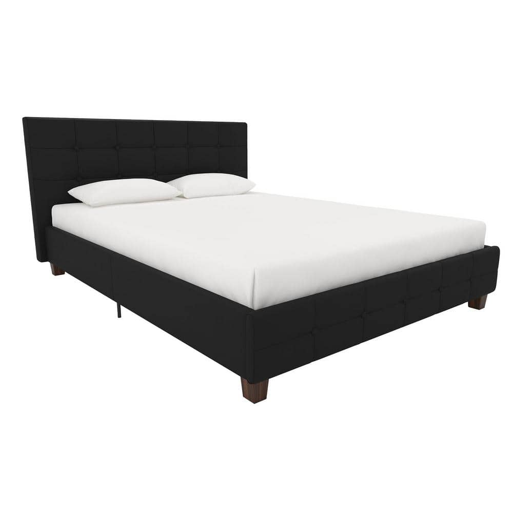 Dorel Home Furnishings Ryan Black Linen Upholstered Queen Bed