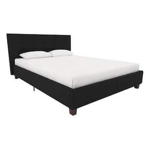 Ryan Black Linen Upholstered Queen Bed