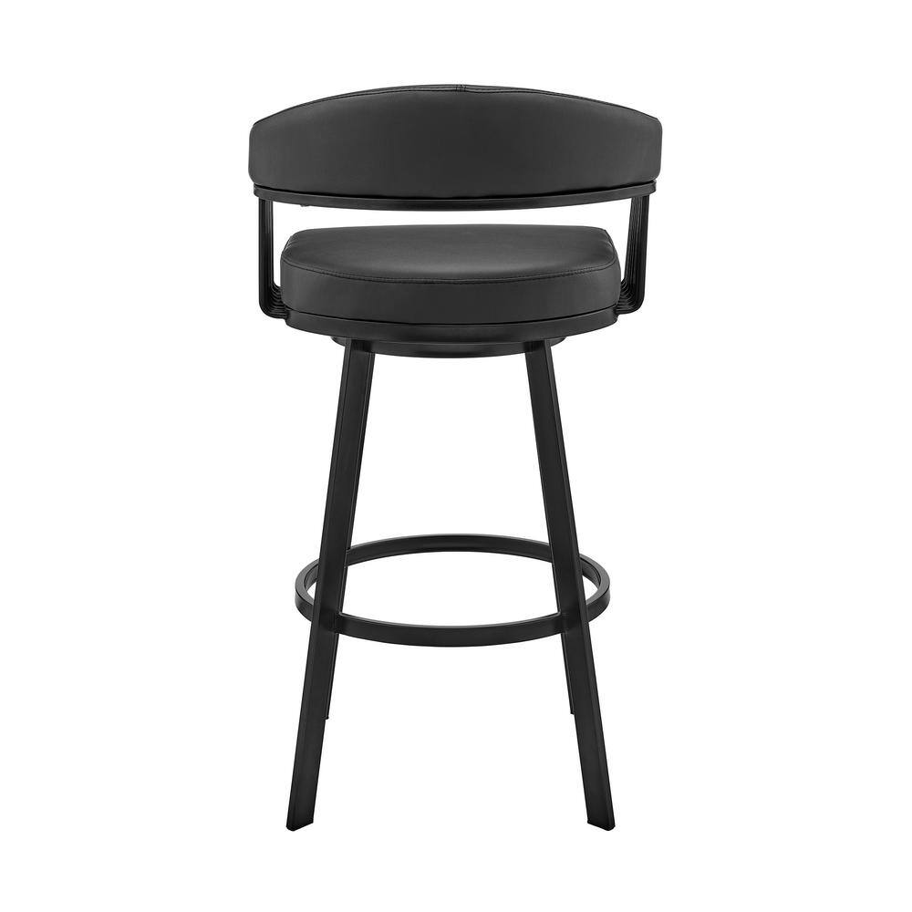 Bronson 34" Black Faux Leather Swivel Bar Stool