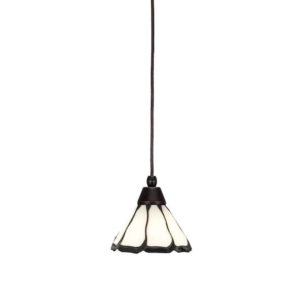Unbranded Bryson 7 in. 1-Light Dark Granite Cord Pendant Light with 7 in. Pearl and Black Flair Art Glass Shade, no bulb included