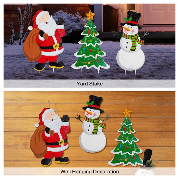 Happy Holidays Christmas Card Holder Snowman Wall Sign 
