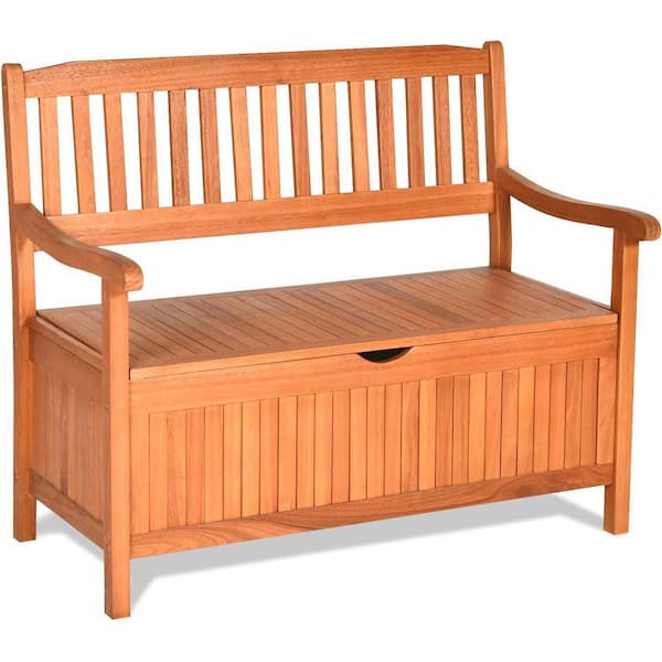 Alpulon 33 Gal. Brown Solid Wood Outdoor Storage Bench Deck Box Patio Storage Loveseat