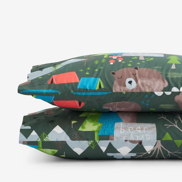 Company Kids Green Multi Company Kids Bear Camp Cotton Percale Standard Pillowcase (Set of 2)