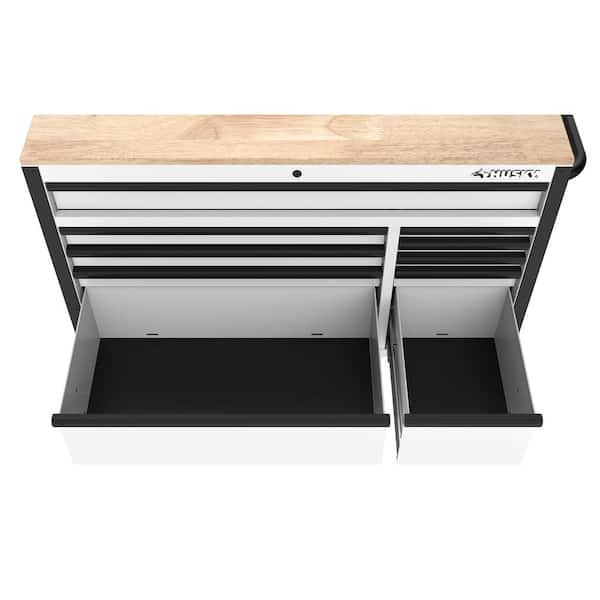 Husky Standard-Duty 52 in. W 10-Drawer Matte White Mobile
