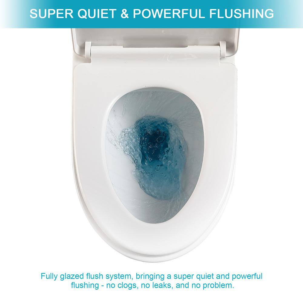 White Ceramic One-Piece Elongated High Efficiency Toilet