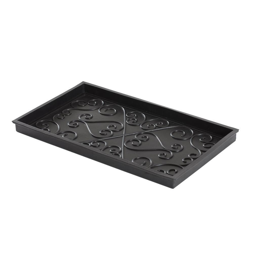 Natural Tan and Black Coir Outdoor Boot Tray