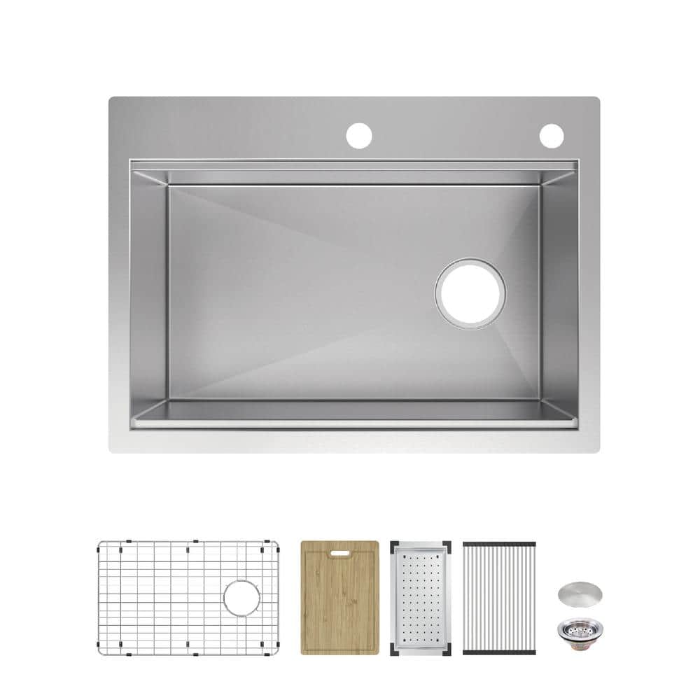 Professional Zero Radius 30 in. Drop-In Single Bowl 16 Gauge Stainless Steel Workstation Kitchen Sink with Accessories price history on PriceWatchPro