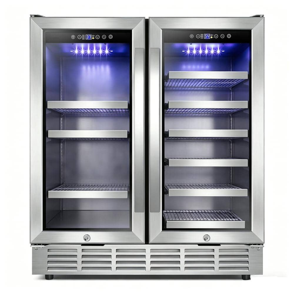 30 in. Dual Zone 27-Wine Bottle and 80-Can Beverage and Wine Cooler in Silver with Precise Temperature Control price history on PriceWatchPro