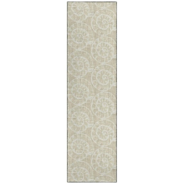 Surfside Beige 2 ft. 3 in. x 7 ft. 6 in. Geometric Indoor/Outdoor Area Rug