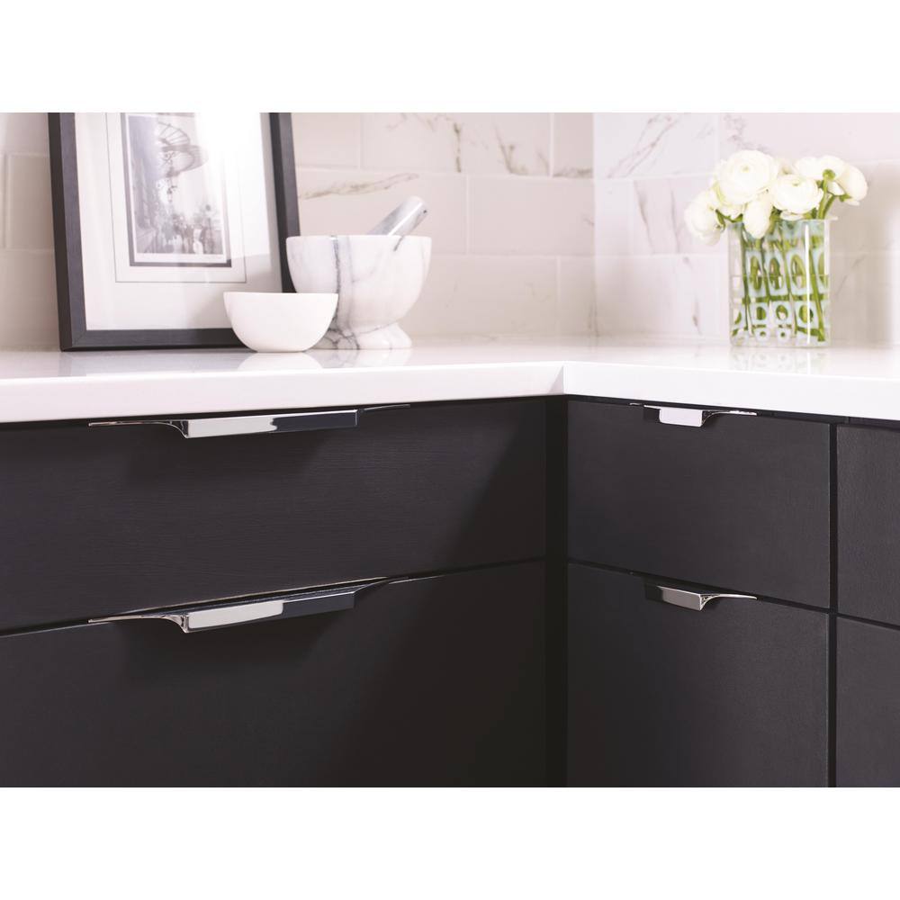 Polished Chrome Modern Cabinet Edge Pull with Mounting Hardware
