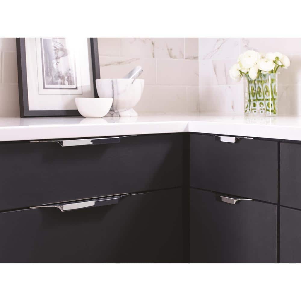 Polished Chrome Modern Cabinet Edge Pull with Mounting Hardware