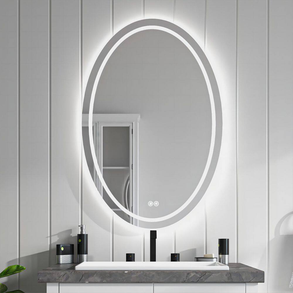 24 in. W x 36 in. H Oval Frameless LED Light Anti Fog Wall Bathroom Vanity Mirror Front Light and Backlit price history on PriceWatchPro