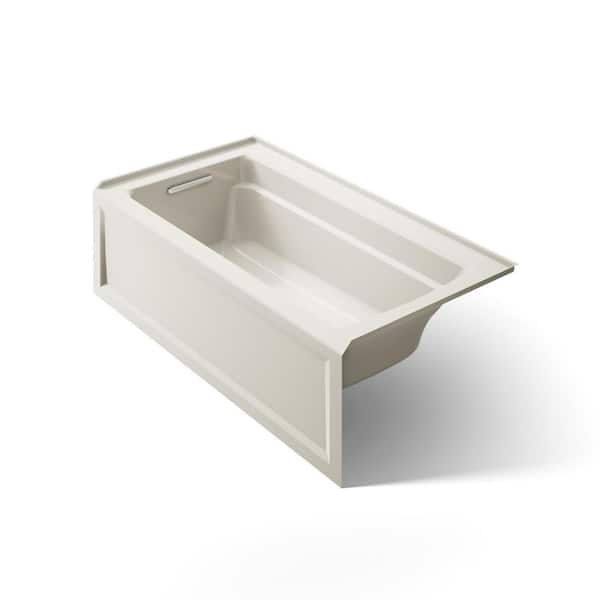 KOHLER Archer 60 in. x 32 in. Soaking Bathtub with Left-Hand Drain in Biscuit