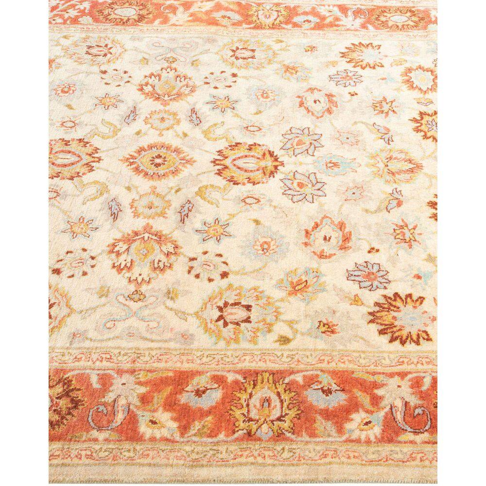 Ivory and Rust Hand-Knotted Wool Oriental 4' x 6' Rug