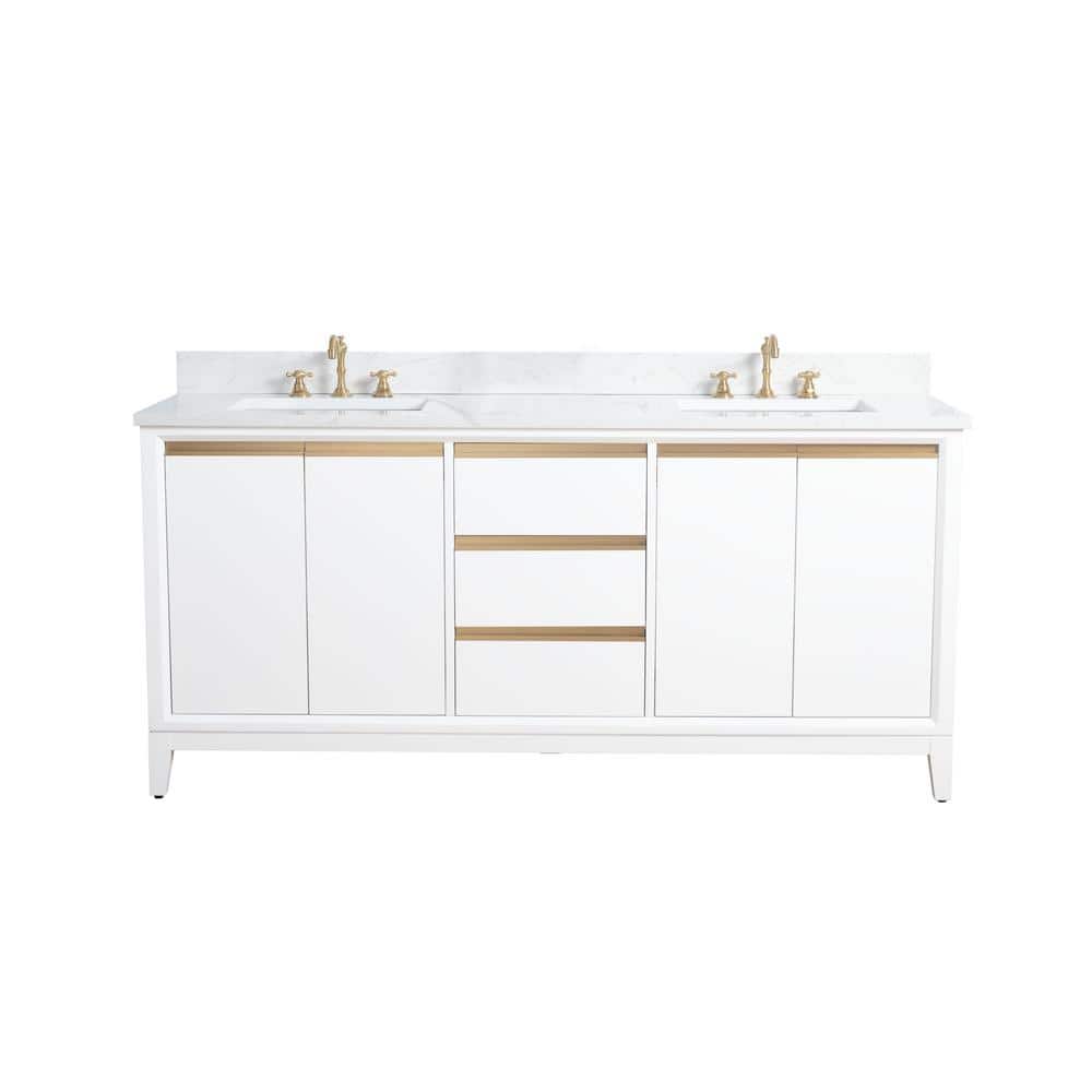 Vanity Art 72 in. W. x 22 in. D x 34 in. H Double Sink Bathroom Vanity