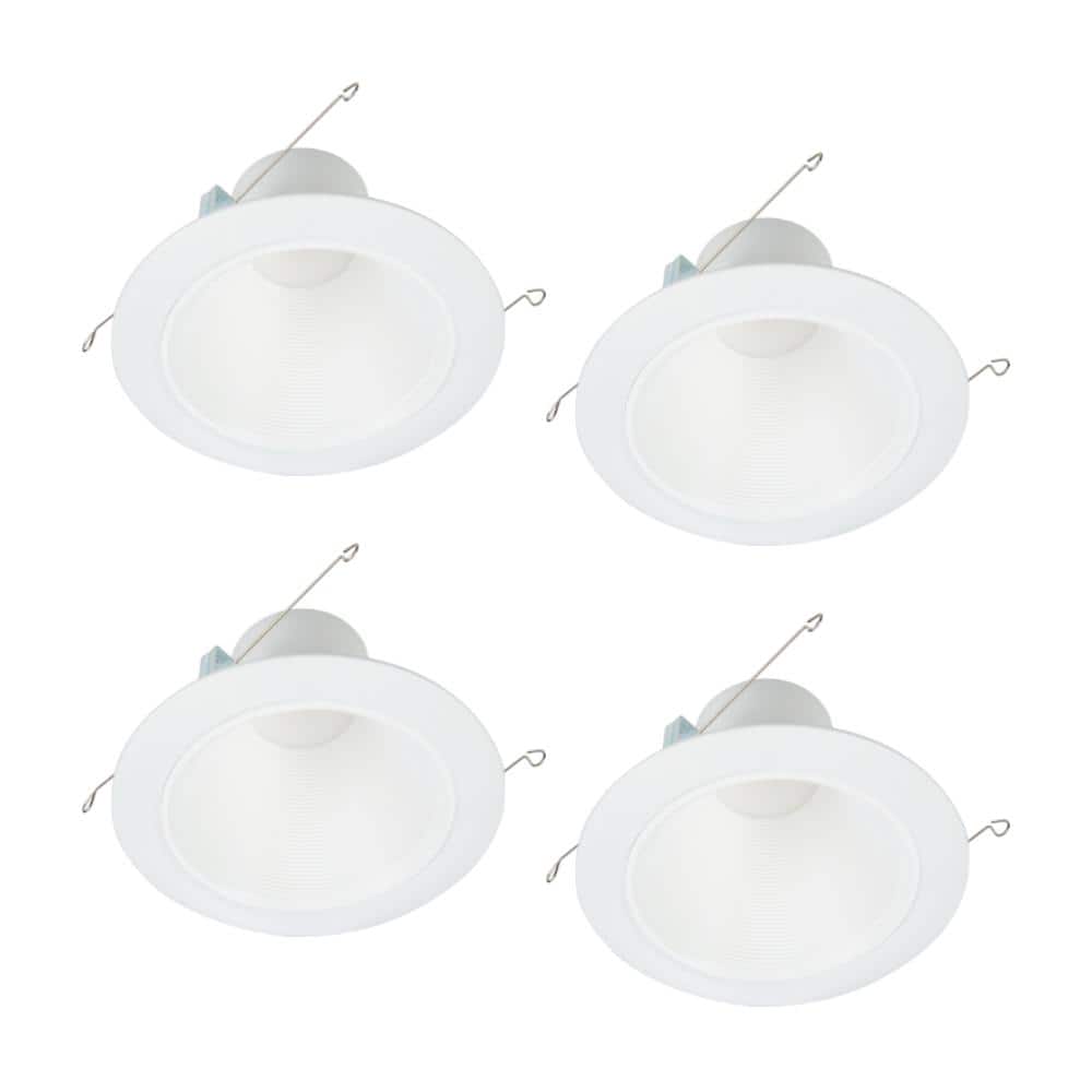 and 6 in 3 Halo 5 in Matte White Recessed LED Retrofit Baffle-Trim 