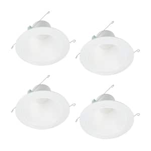 5 in. or 6 in. White Integrated LED Recessed Light Retrofit Trim at 3000K Soft White Low Glare Deep Baffle (4-Pack)
