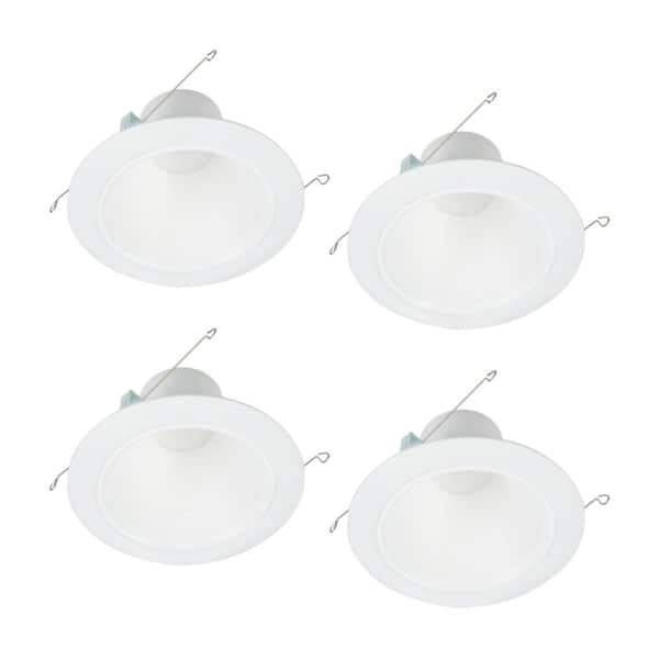HALO 5 in. or 6 in. White Integrated LED Recessed Light Retrofit Trim at 3000K Soft White Low Glare Deep Baffle (4-Pack)