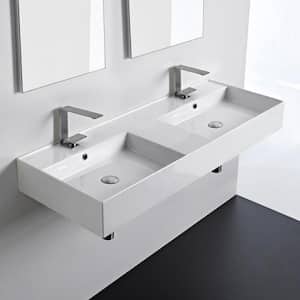 Teorema 2 Rectangular Wall Mounted Bathroom Sink in White