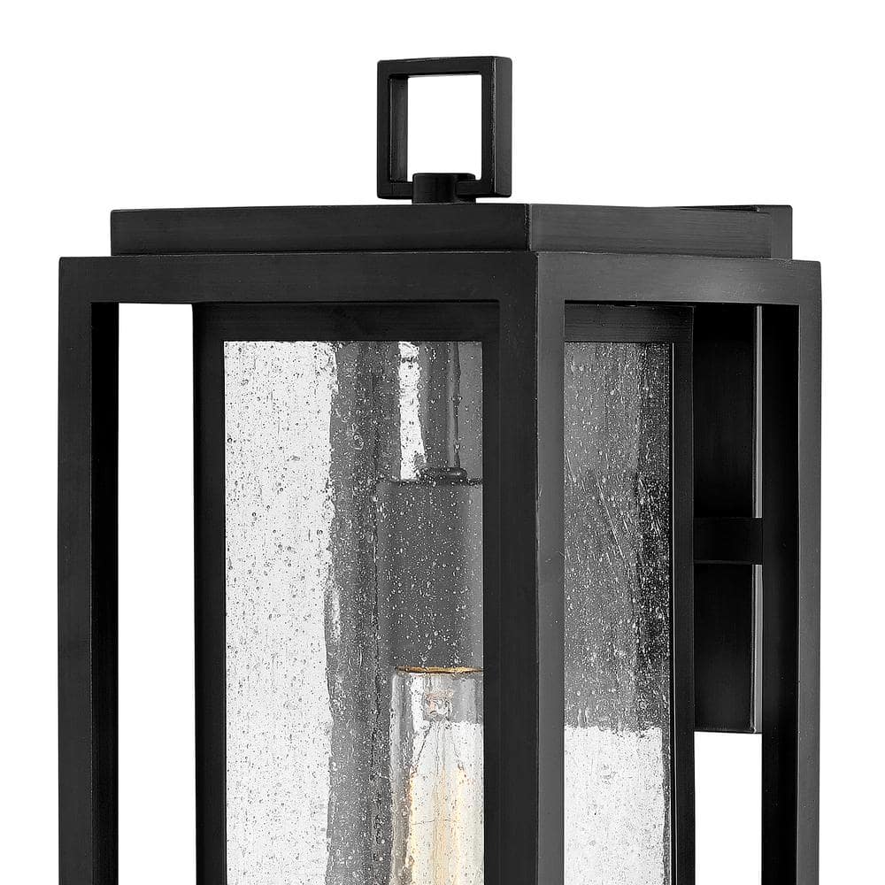 Seaside Lodge Black Outdoor Wall Lantern with Clear Seedy Glass