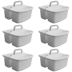 0.2 Gal. Large Home Divided Storage Tote Caddy with Carry Handle (6-Pack)