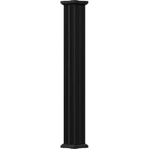 9' x 3-1/2" Endura-Aluminum Column, Square Shaft (Load-Bearing 12,000 lbs), Non-Tapered, Fluted, Textured Black Finish