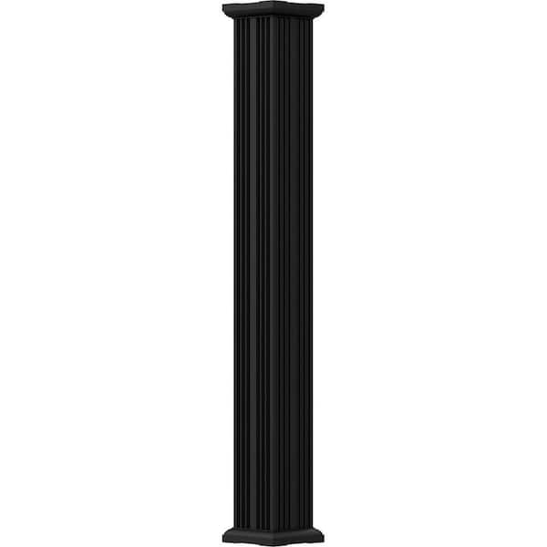 AFCO 10' x 3-1/2" Endura-Aluminum Column, Square Shaft (Post Wrap Installation), Non-Tapered, Fluted, Textured Black Finish