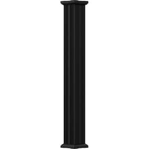 8' x 7-1/2" Endura-Aluminum Column, Square Shaft (Post Wrap Installation), Non-Tapered, Fluted, Textured Black