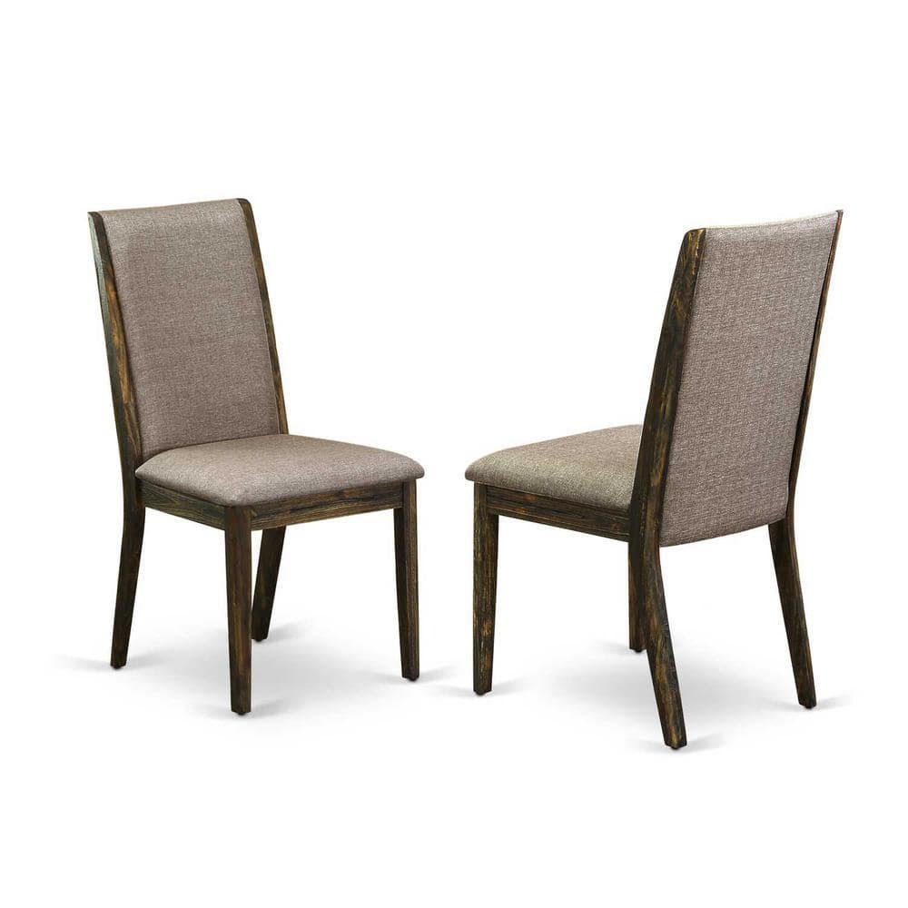 Distressed Jacobean 7-Piece Rubberwood Dining Set with Dark Khaki Chairs