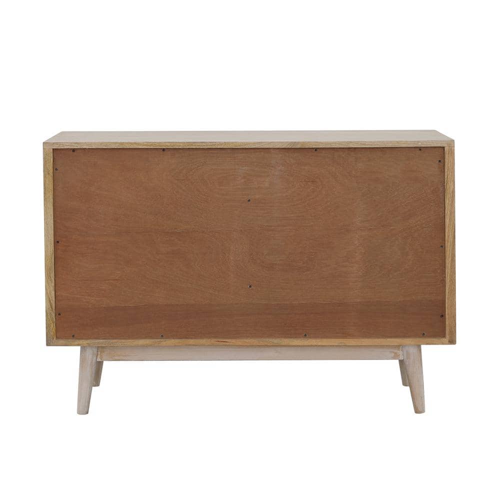 White Washed and Black Mango Wood 2-Door Accent Cabinet