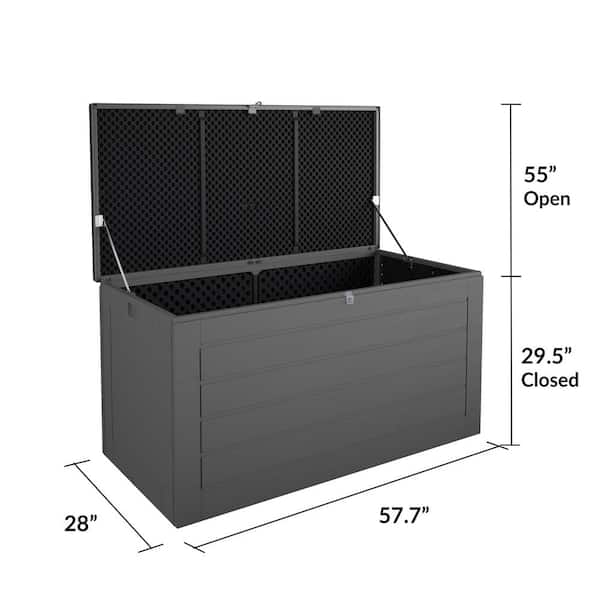 180 Gal. Extra Large, Black and Charcoal Outdoor Deck Box