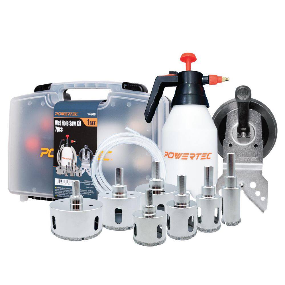 Wet Diamond Hole Saw Kit (7-Piece) with Suction Mount Drill Guide, Water Tank and Hose for Wet Drilling price history on PriceWatchPro