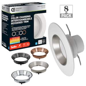 5 in./6 in. Adjustable CCT Integrated LED Recessed Light Trim Can Light with 4 Color Trim Options 950 Lumens (8-Pack)