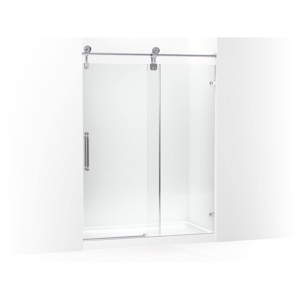 Polished Chrome Frameless Sliding Shower Door with Tempered Glass
