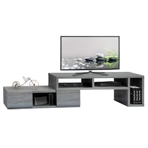 Techni Mobili 55.35 in. Gray Wood TV Stand Fits TVs Up to 65 in. with Storage Doors