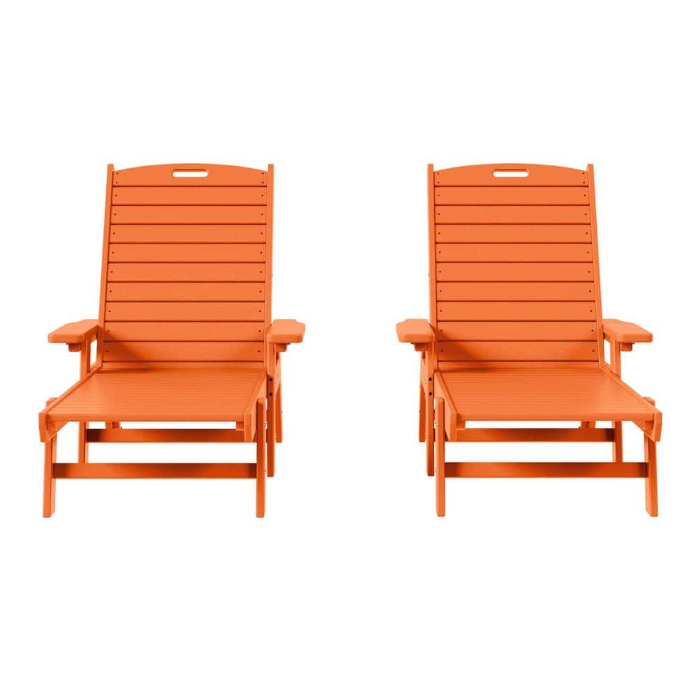 Harlo 2-Piece Orange HDPE Fade Resistant All Weather Plastic Reclining Outdoor Adjustable Back Chaise Lounge Arm Chairs price history on PriceWatchPro