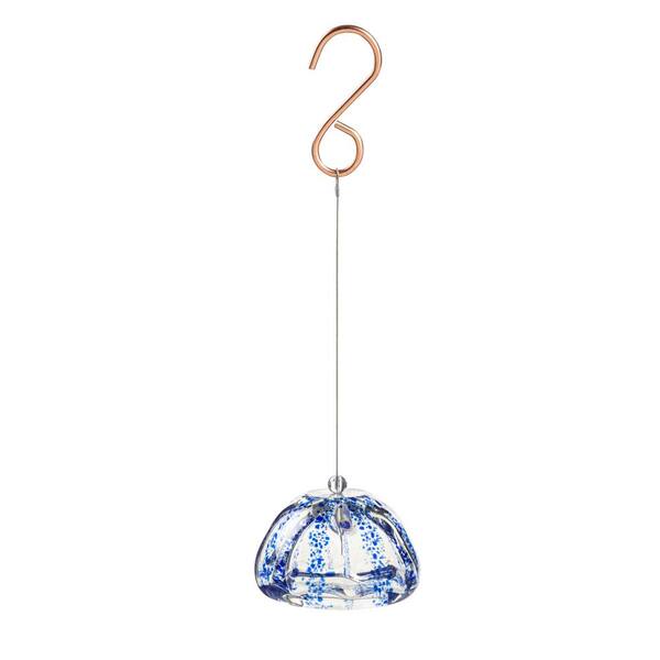 Evergreen 6 in. Blue Art Glass Air Hanging Basket Plant Decor