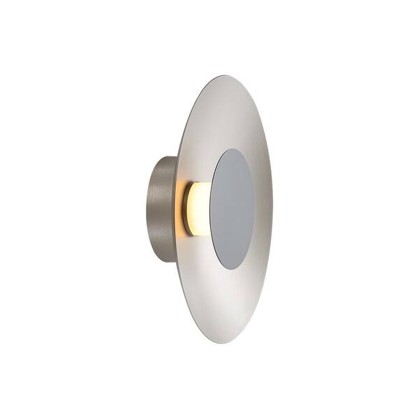 Golden Lighting - Luma 11.75 in. 12-Watt Soft Modern Sand Nickel Integrated LED Flush Mount with Graphite Shade