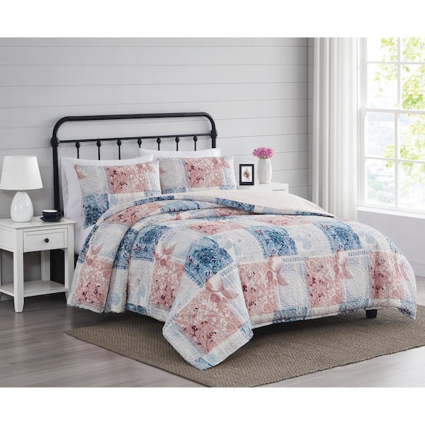 CANNON Textured Lotte Patchwork Full/Queen 3-Piece Multi-Colored Microfiber Comforter Set