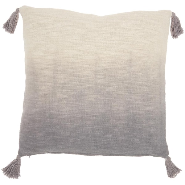 Mina Victory Lifestyles Gray Stripes & Plaids 22 in. x 22 in. Throw Pillow