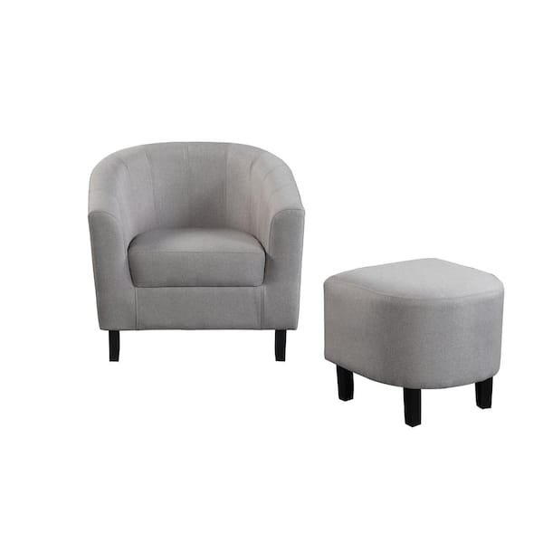 Dwell Home Inc Eliza Velvet Grey Tub Chair with Ottoman AC ELIV